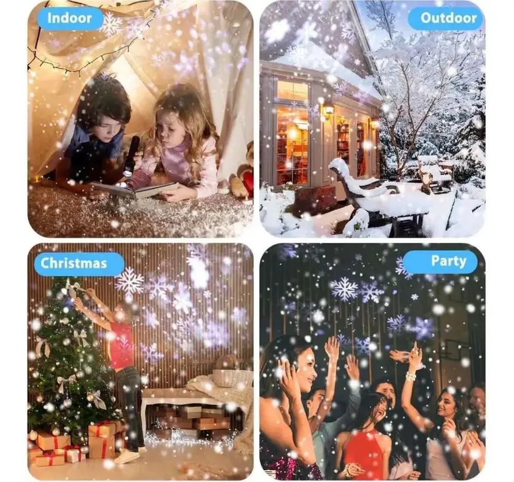 Dual-Head Christmas Snowflake Projector Lights Outdoor, IP65 Waterproof LED Snow